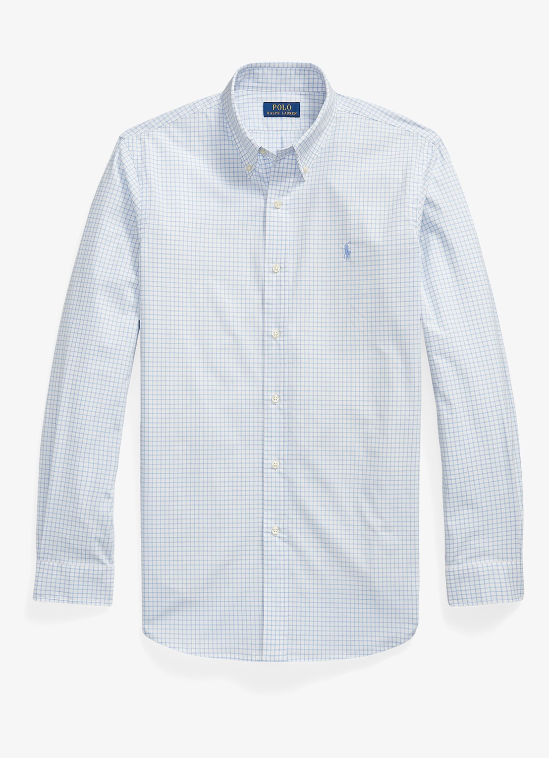 Ralph Lauren Custom fit overhemd met ruitdessin - voorkant cabana blue white / blauw