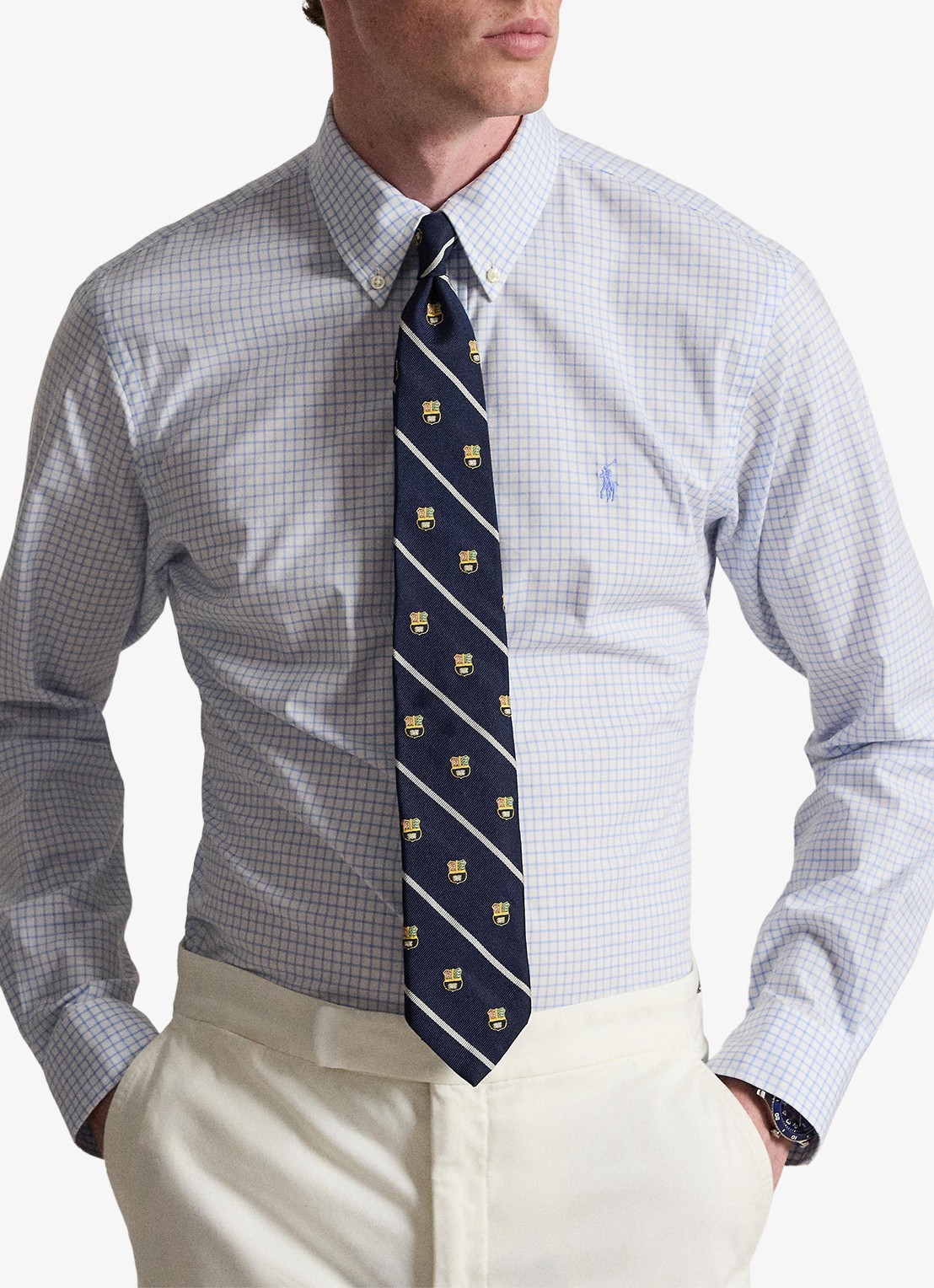 Ralph Lauren Custom fit overhemd met ruitdessin - voorkant 2 cabana blue white / blauw