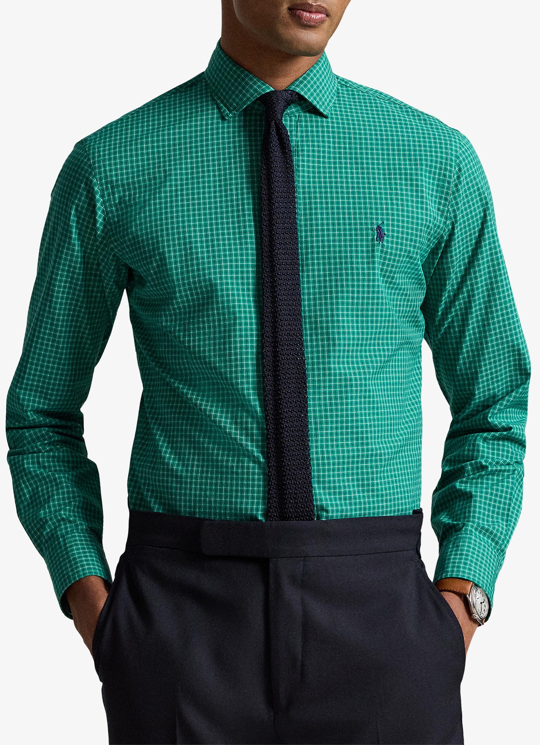 Ralph Lauren Custom fit overhemd met ruitdessin - voorkant 5 erin green white multi / groen