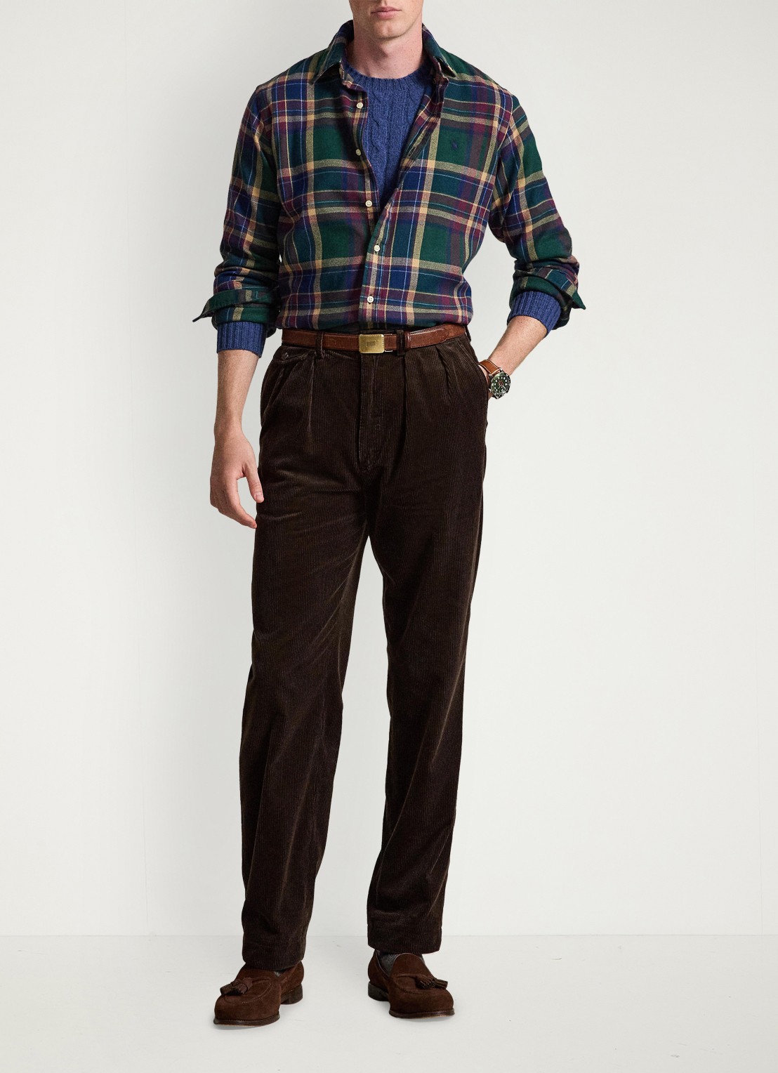 Ralph Lauren Custom fit overhemd met ruitdessin - detail 7402 forest burgundy multi