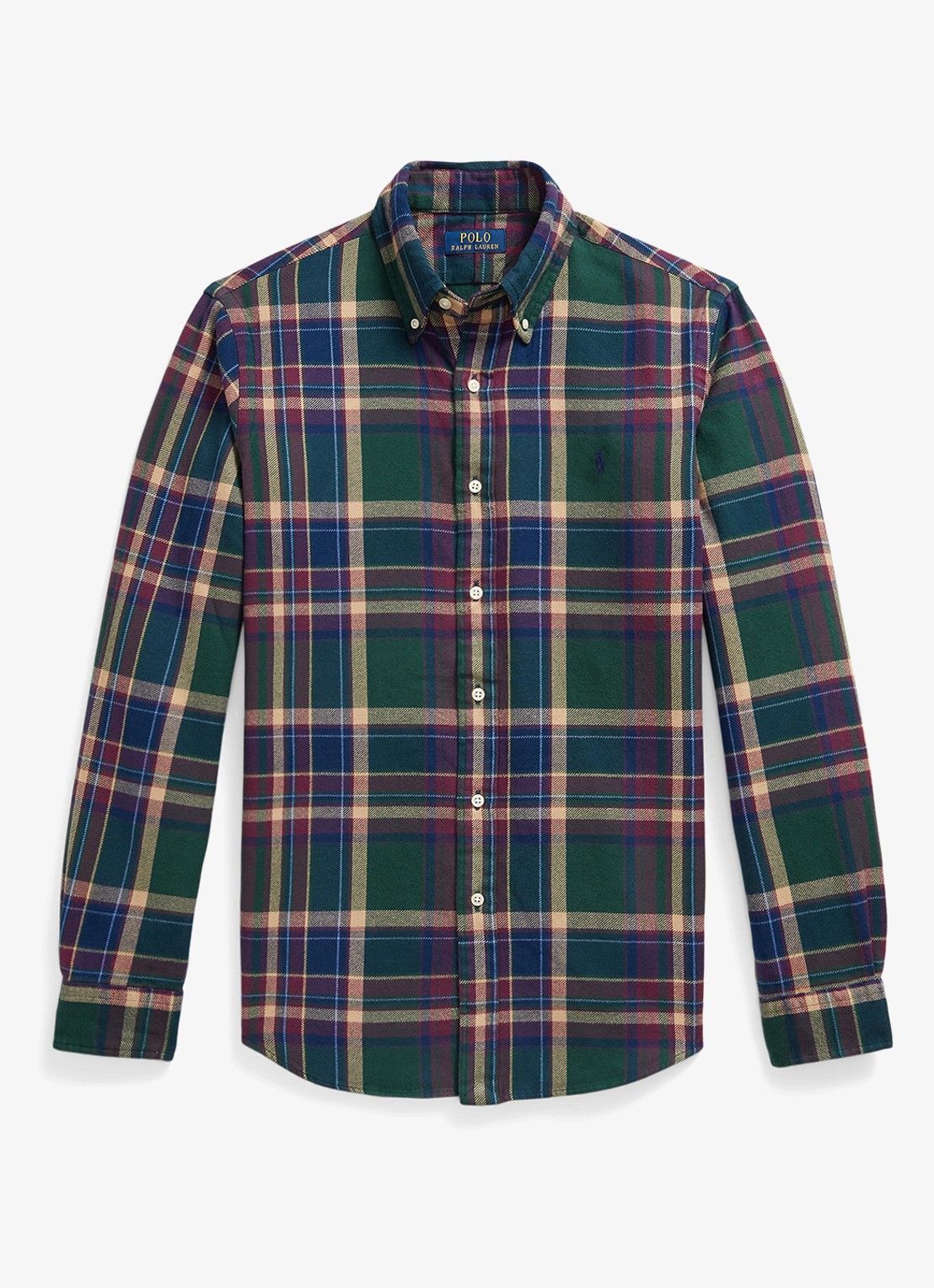 Ralph Lauren Custom fit overhemd met ruitdessin - voorkant 7402 forest burgundy multi