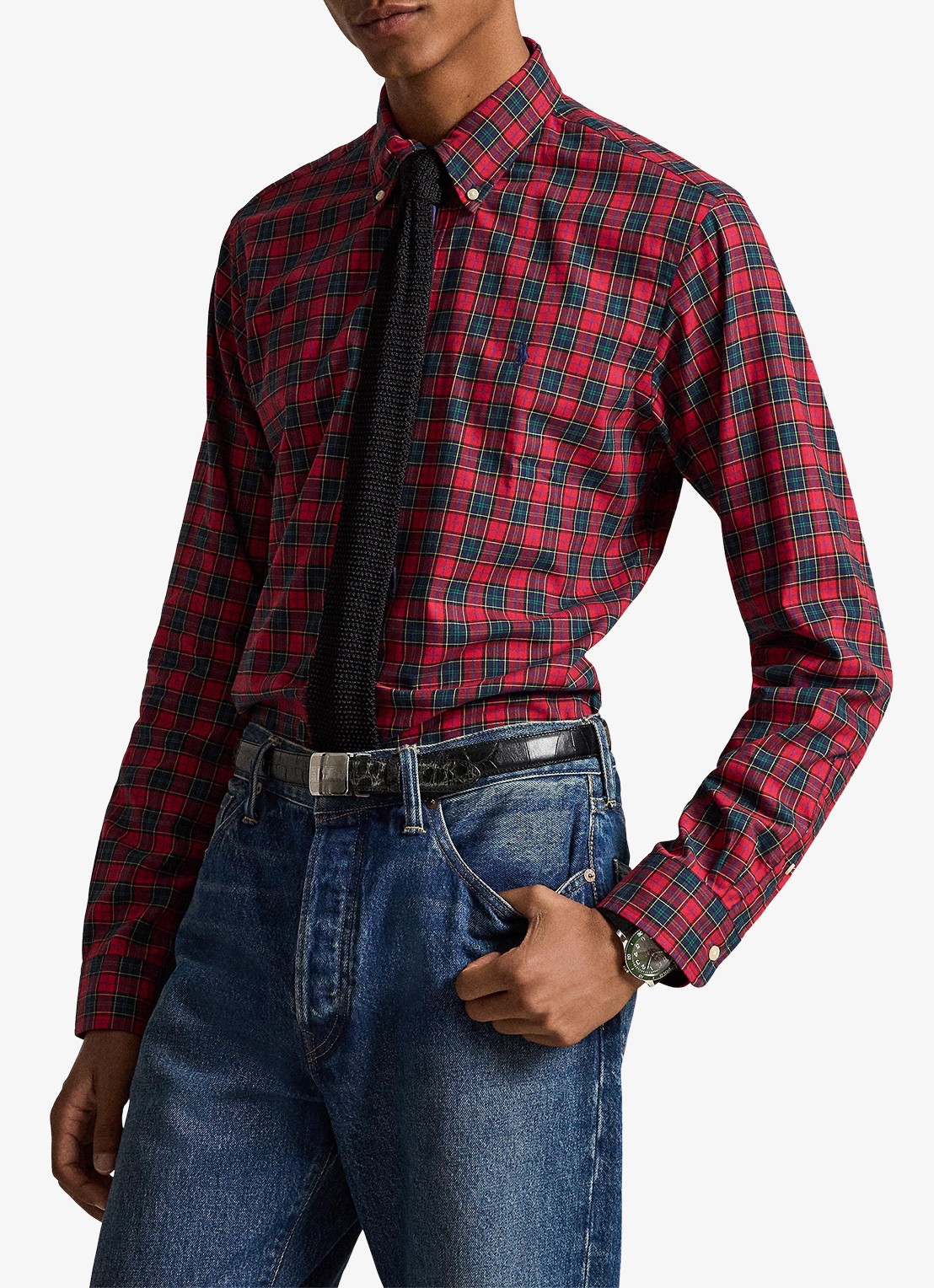 Ralph Lauren Custom fit overhemd met ruitdessin - voorkant 2 rl red active / rood