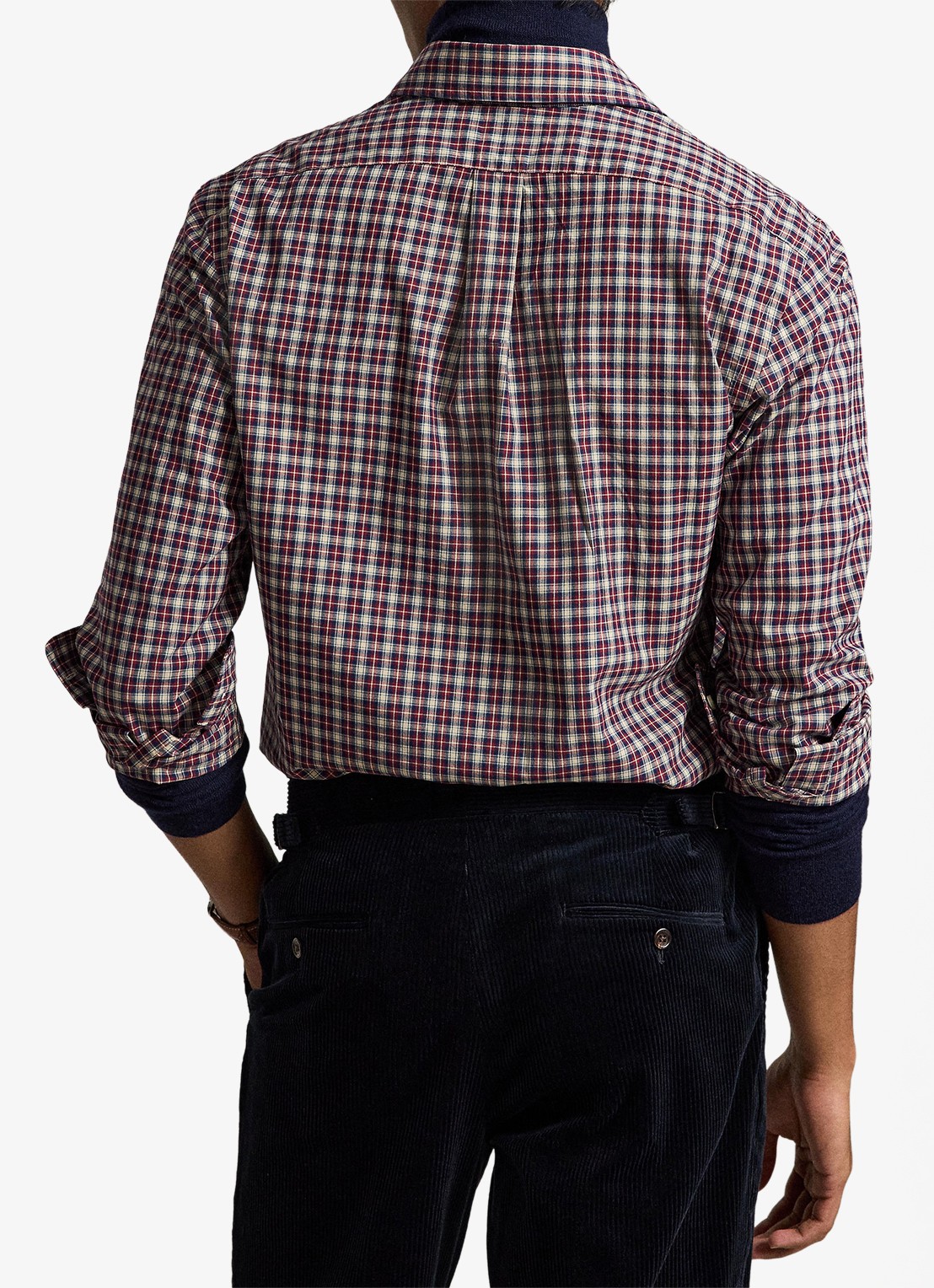 Ralph Lauren Custom fit overhemd met ruitdessin - achterkant 5 red cream multi / rood