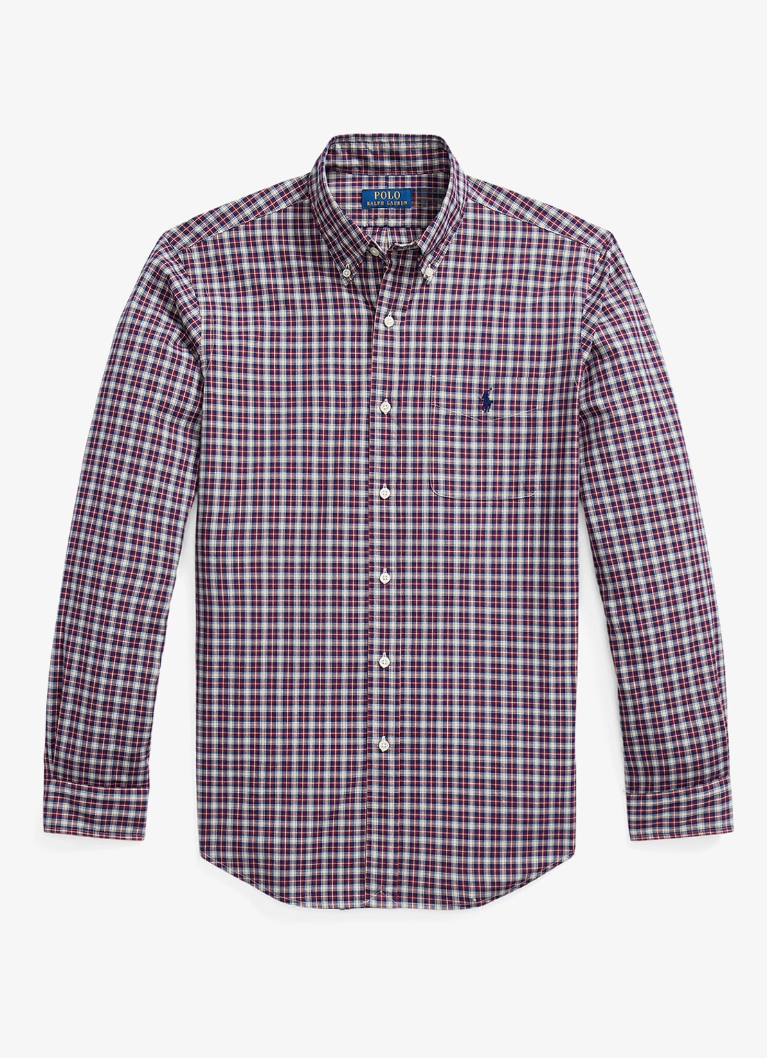 Ralph Lauren Custom fit overhemd met ruitdessin - voorkant red cream multi / rood