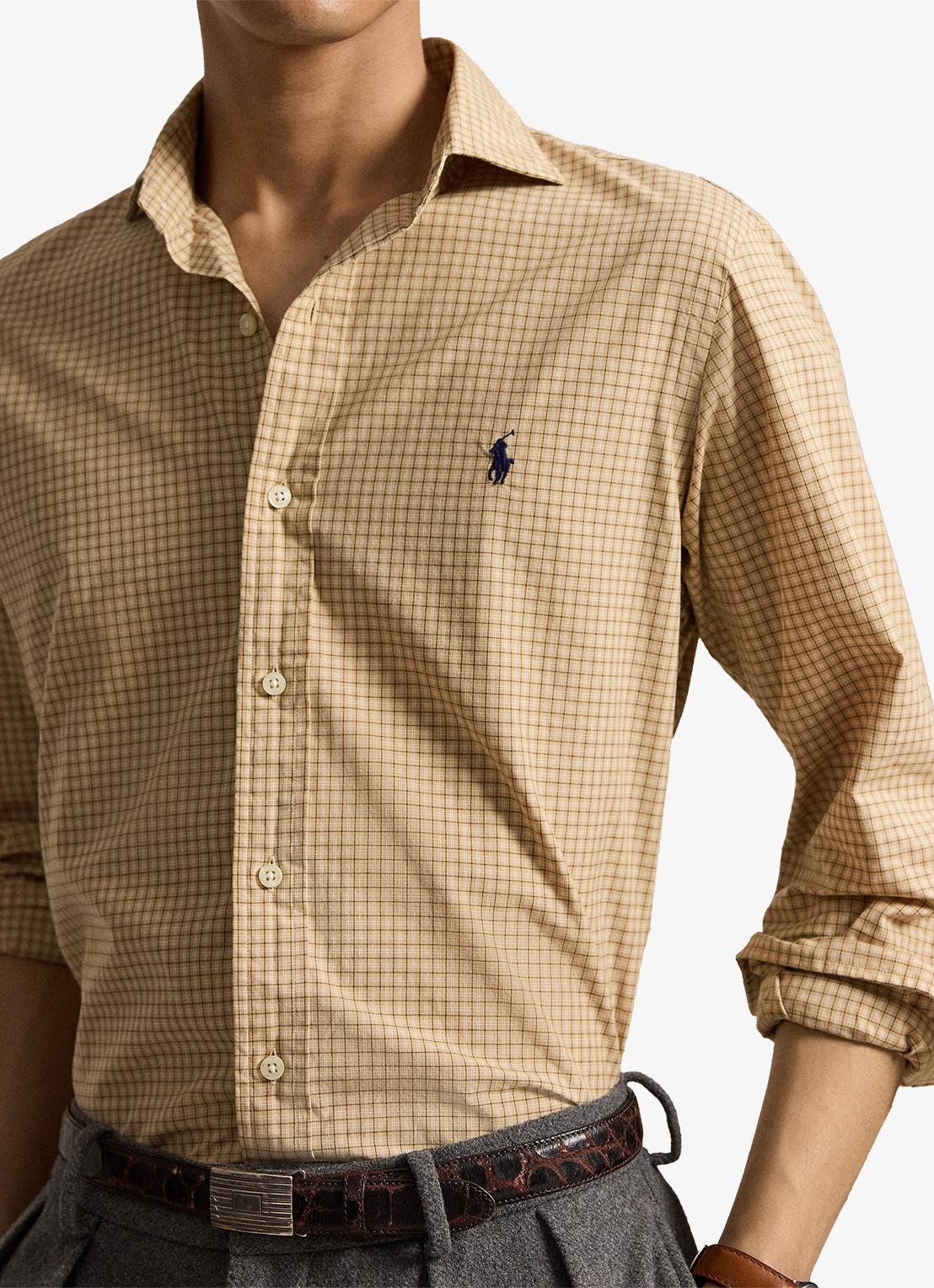 Ralph Lauren Custom fit overhemd met ruitdessin - detail classic camel wht multi / camel