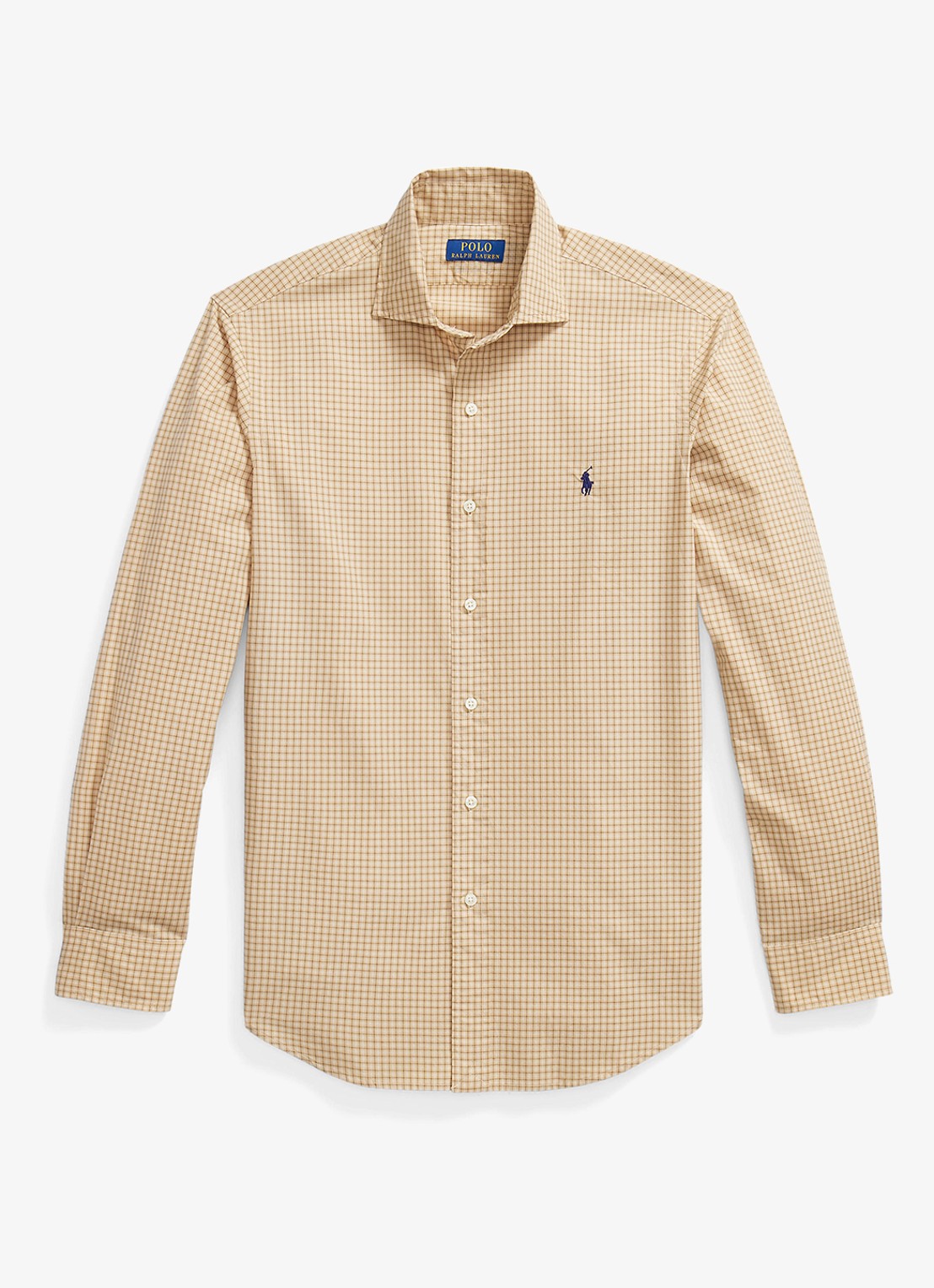 Ralph Lauren Custom fit overhemd met ruitdessin - voorkant 2 classic camel wht multi / camel