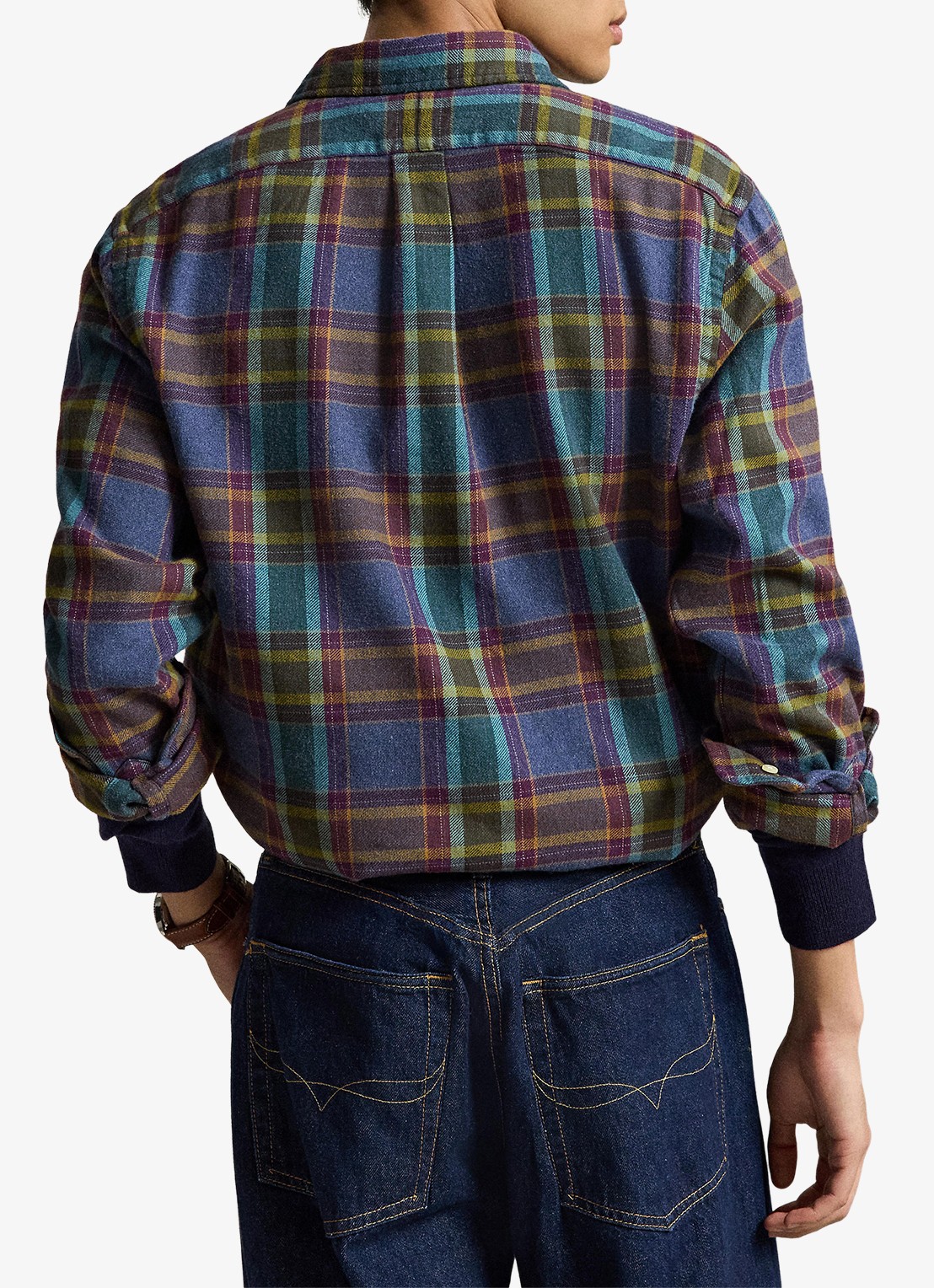Ralph Lauren Custom fit overhemd met ruitdessin - achterkant 6 7401 blue purple heather multi