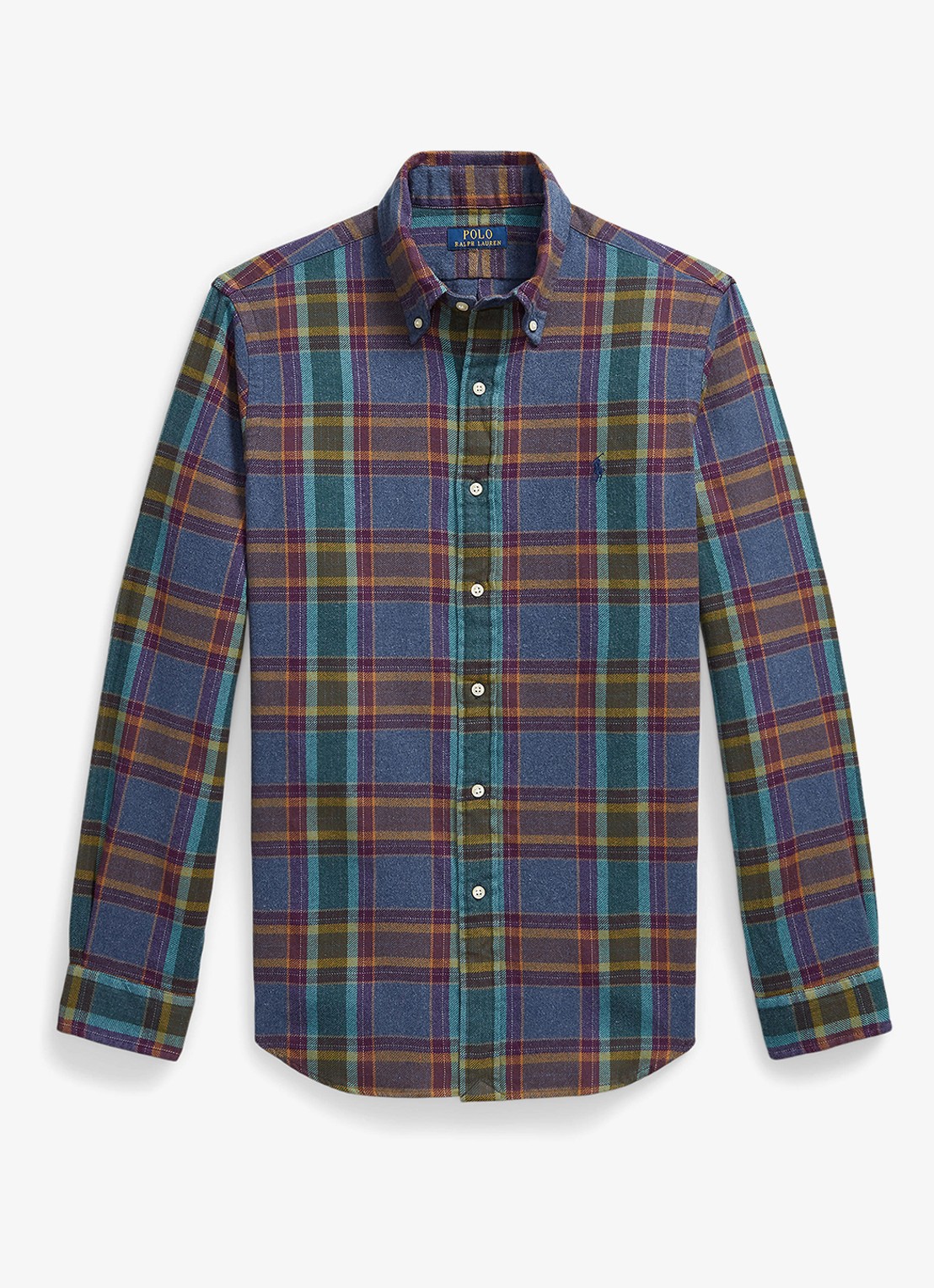 Ralph Lauren Custom fit overhemd met ruitdessin - voorkant 7401 blue purple heather multi