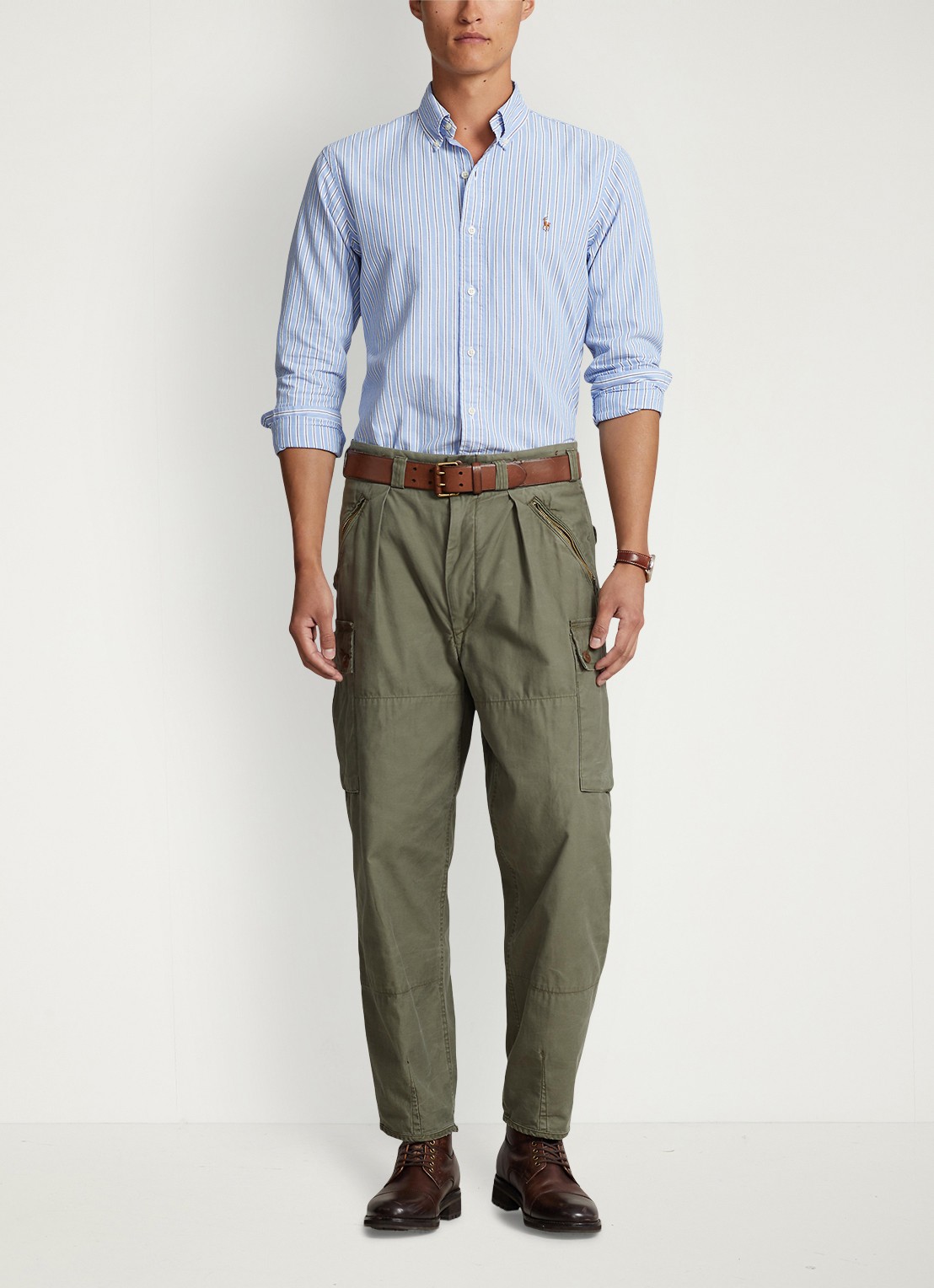 Ralph Lauren Custom Fit overhemd met streepprint en logoborduring - voorkant 2 blue/white / lichtblauw