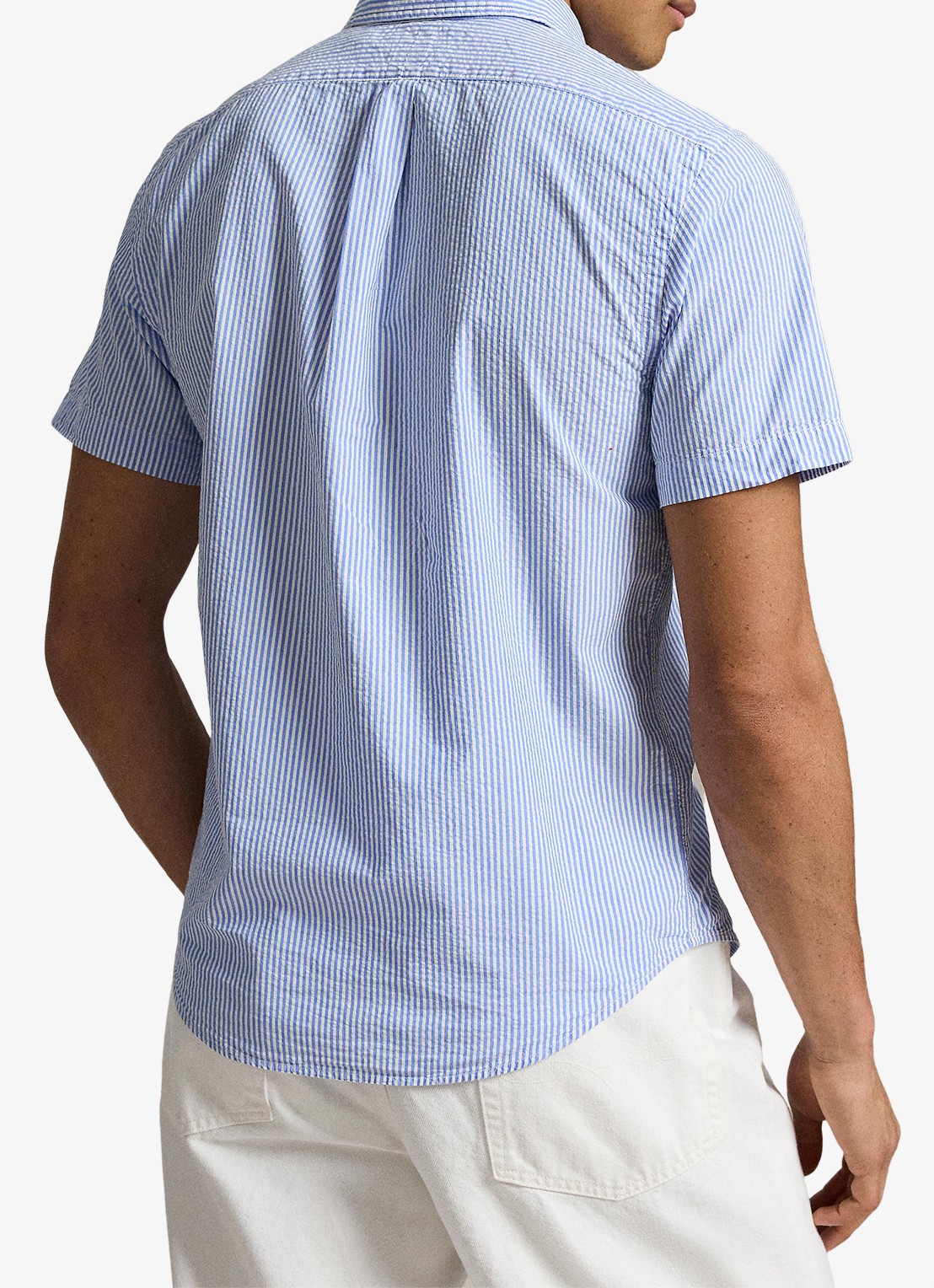 Ralph Lauren Custom fit overhemd met streepprint en logoborduring - achterkant 6 blue/white / blauw