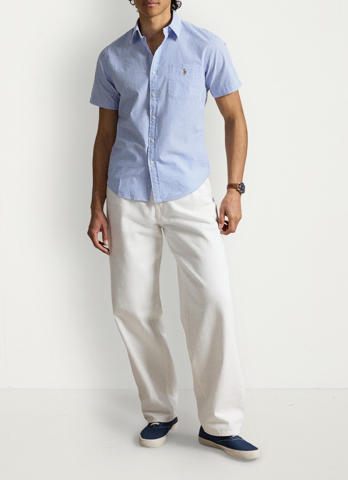 Ralph Lauren Custom fit overhemd met streepprint en logoborduring - detail 3 blue/white / blauw