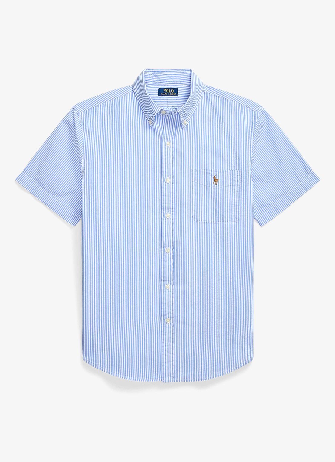 Ralph Lauren Custom fit overhemd met streepprint en logoborduring - voorkant blue/white / blauw