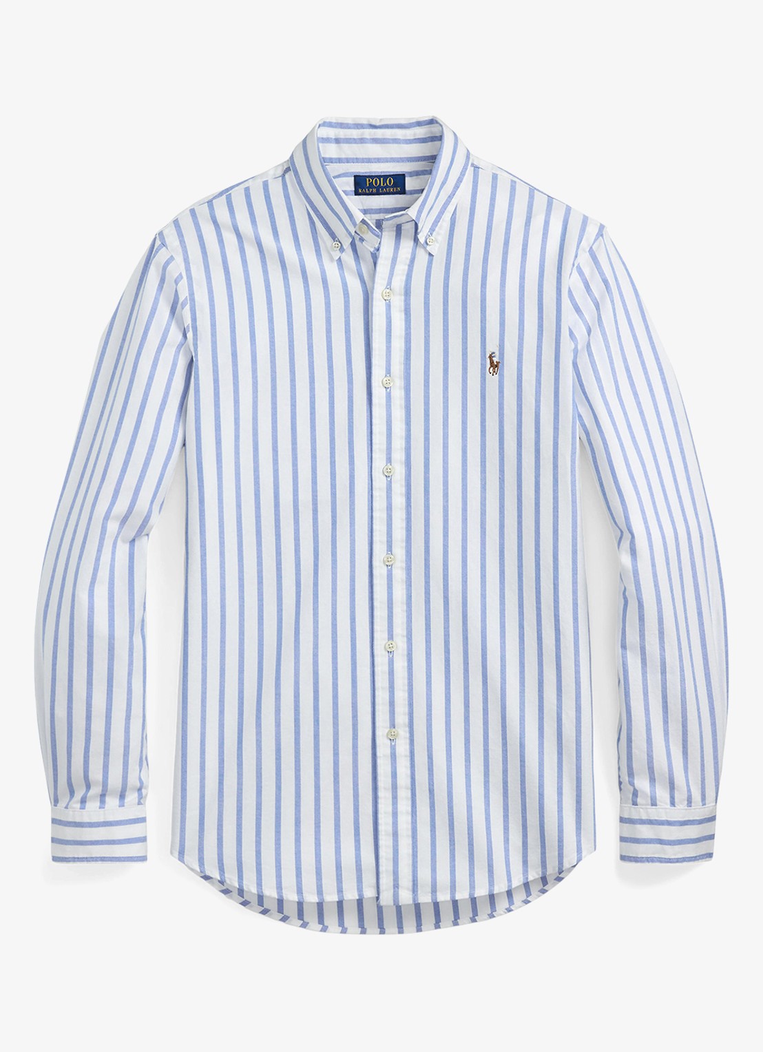 Ralph Lauren Custom fit overhemd met streepprint  - voorkant 7 blue/white / blauw