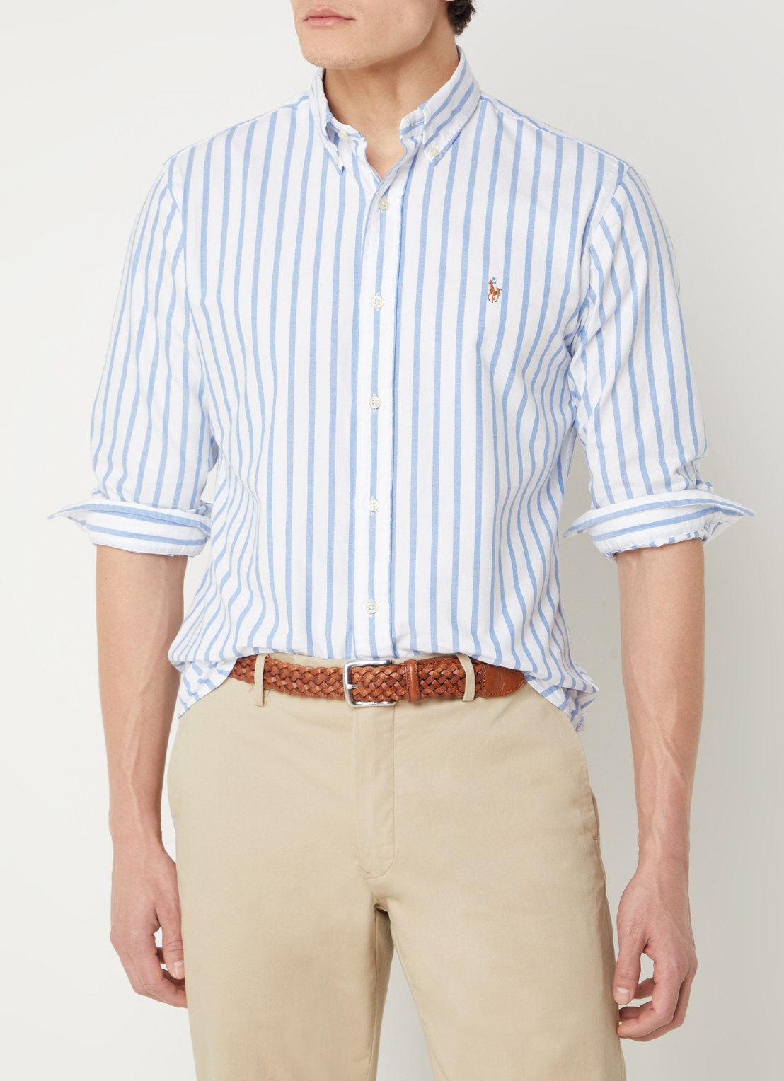 Ralph Lauren Custom fit overhemd met streepprint  - detail 5 blue/white / blauw