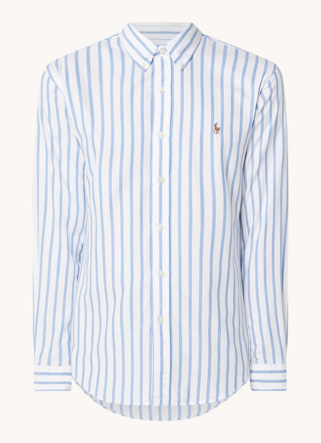 Ralph Lauren Custom fit overhemd met streepprint  - voorkant 9 blue/white / blauw