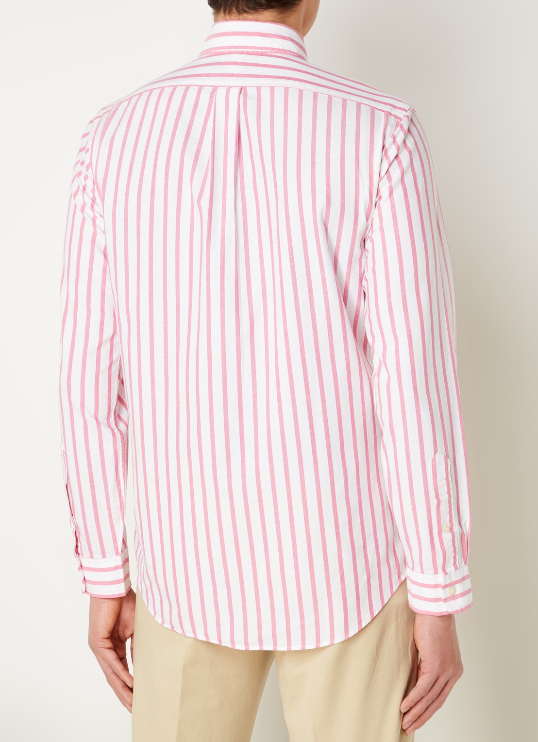 Ralph Lauren Custom fit overhemd met streepprint  - achterkant pink/white / roze