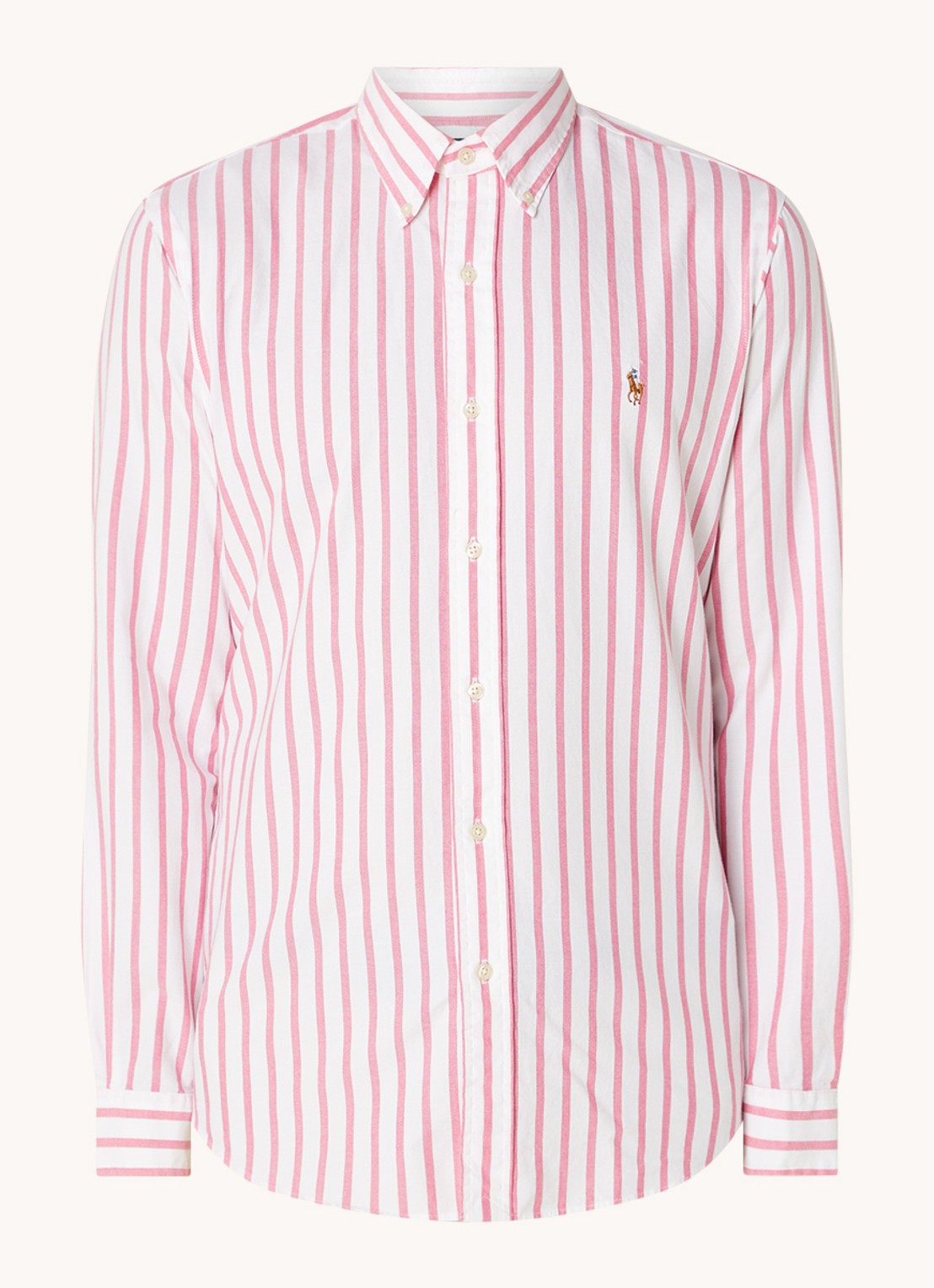 Ralph Lauren Custom fit overhemd met streepprint  - voorkant 3 pink/white / roze