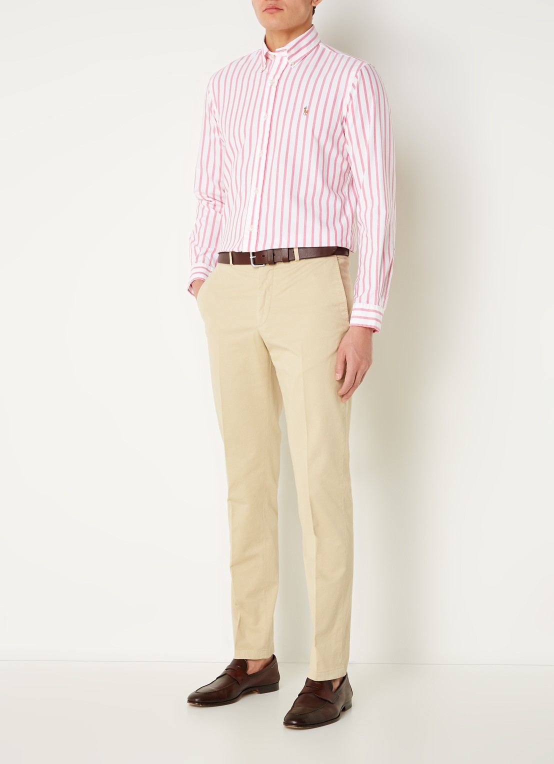 Ralph Lauren Custom fit overhemd met streepprint  - voorkant 4 pink/white / roze