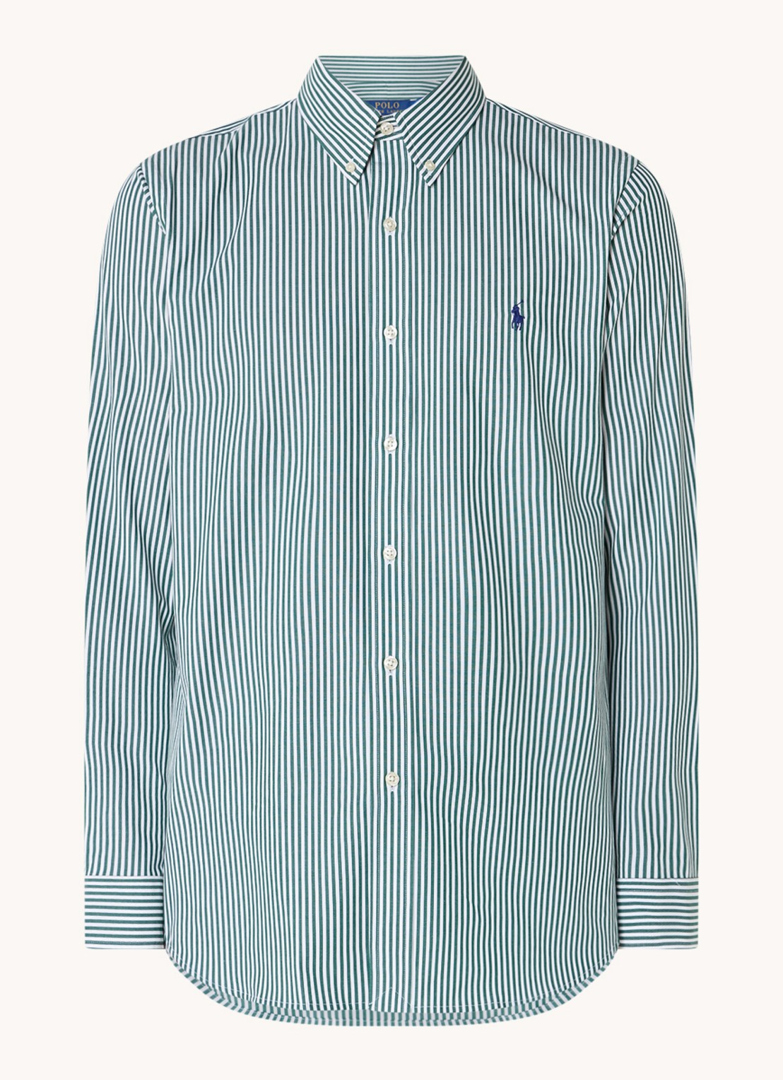 Ralph Lauren Custom fit overhemd met streepprint - voorkant 4 donkergroen
