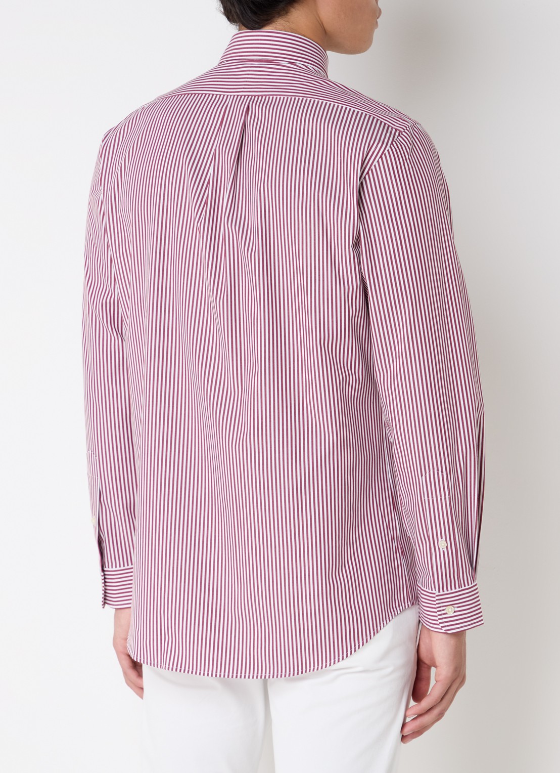 Ralph Lauren Custom fit overhemd met streepprint - achterkant 3 bordeauxrood