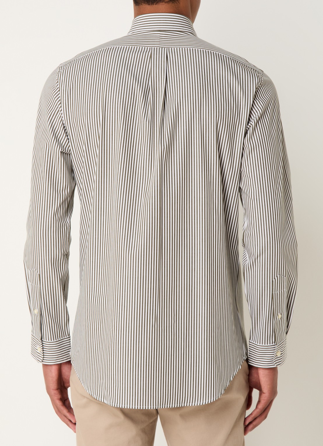 Ralph Lauren Custom fit overhemd met streepprint - achterkant 4 new olive / olijfgroen