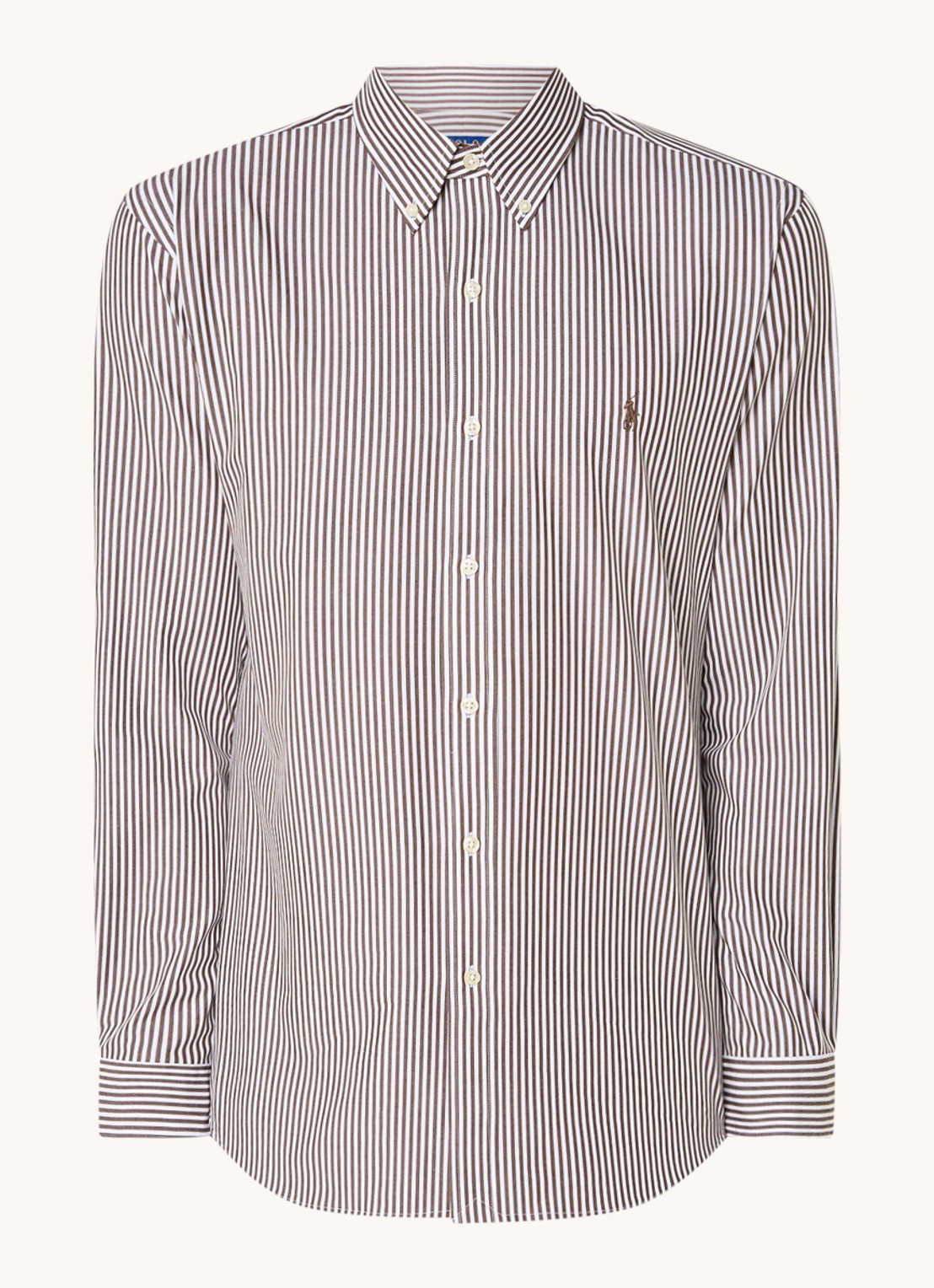 Ralph Lauren Custom fit overhemd met streepprint - voorkant 2 lichtbruin