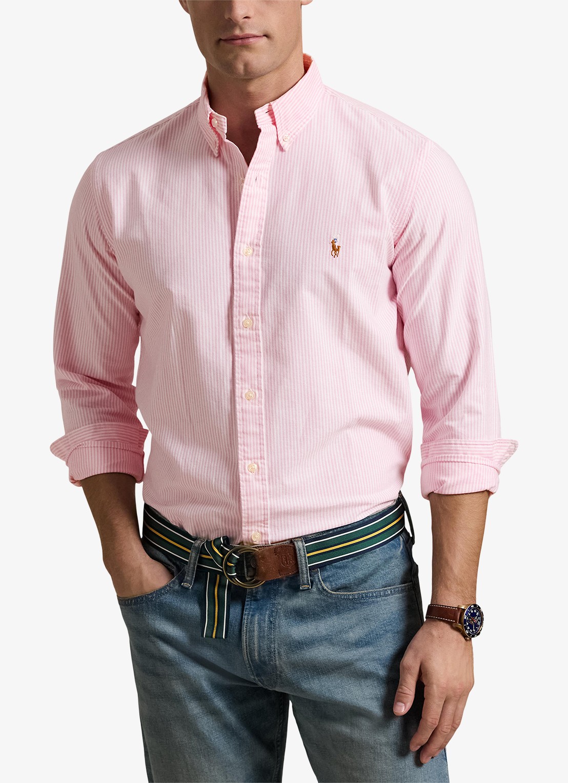 Ralph Lauren Custom fit overhemd met streepprint - detail 6 new rose / roze