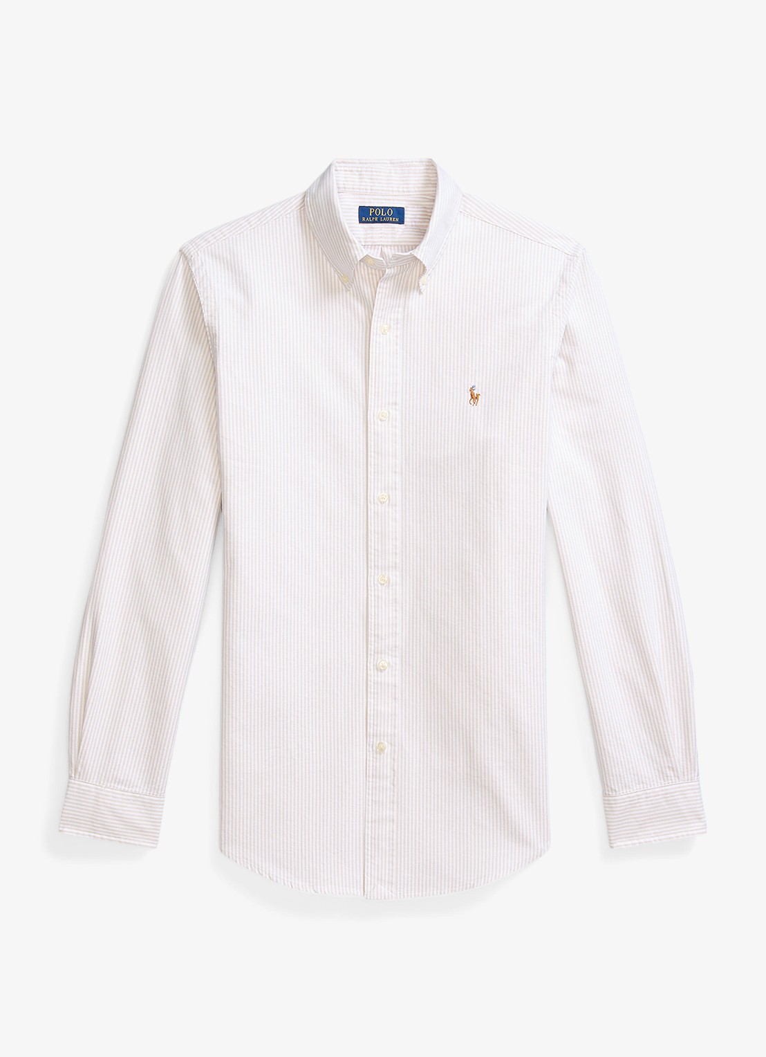 Ralph Lauren Custom fit overhemd met streepprint - voorkant 2 coastal beige / beige