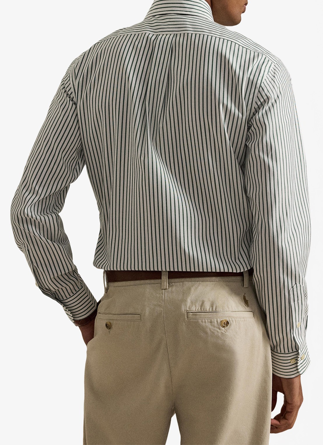 Ralph Lauren Custom fit overhemd met streepprint - achterkant pine/white / groen