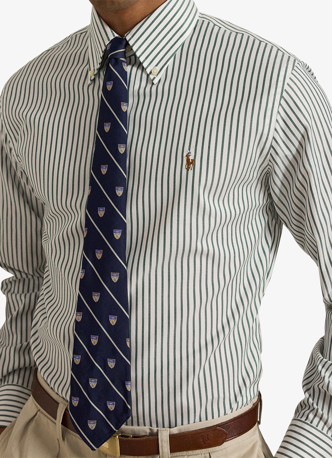 Ralph Lauren Custom fit overhemd met streepprint - detail 3 pine/white / groen