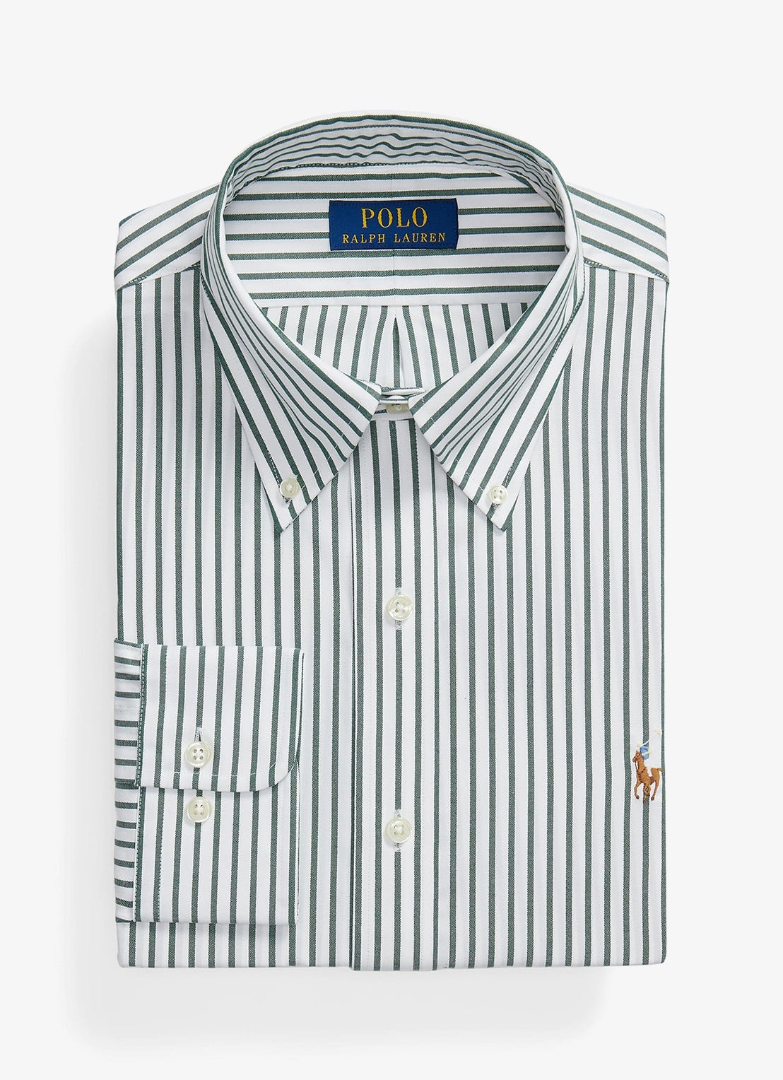 Ralph Lauren Custom fit overhemd met streepprint - voorkant pine/white / groen