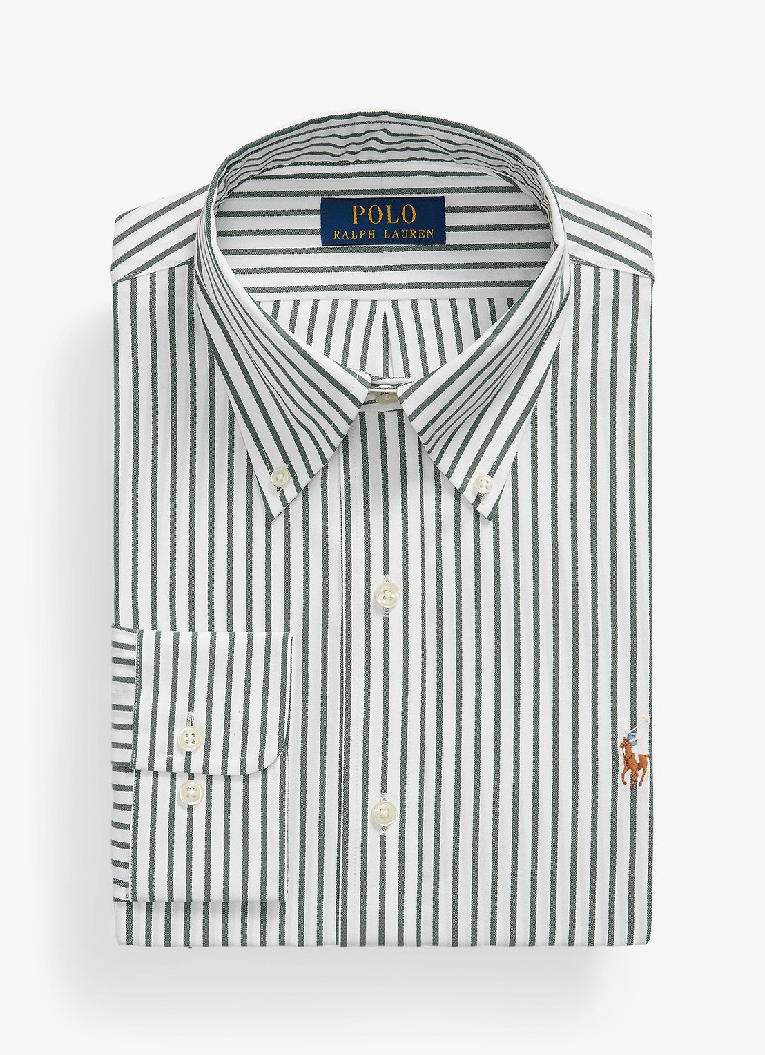 Ralph Lauren Custom fit overhemd met streepprint - voorkant 4 pine/white / groen