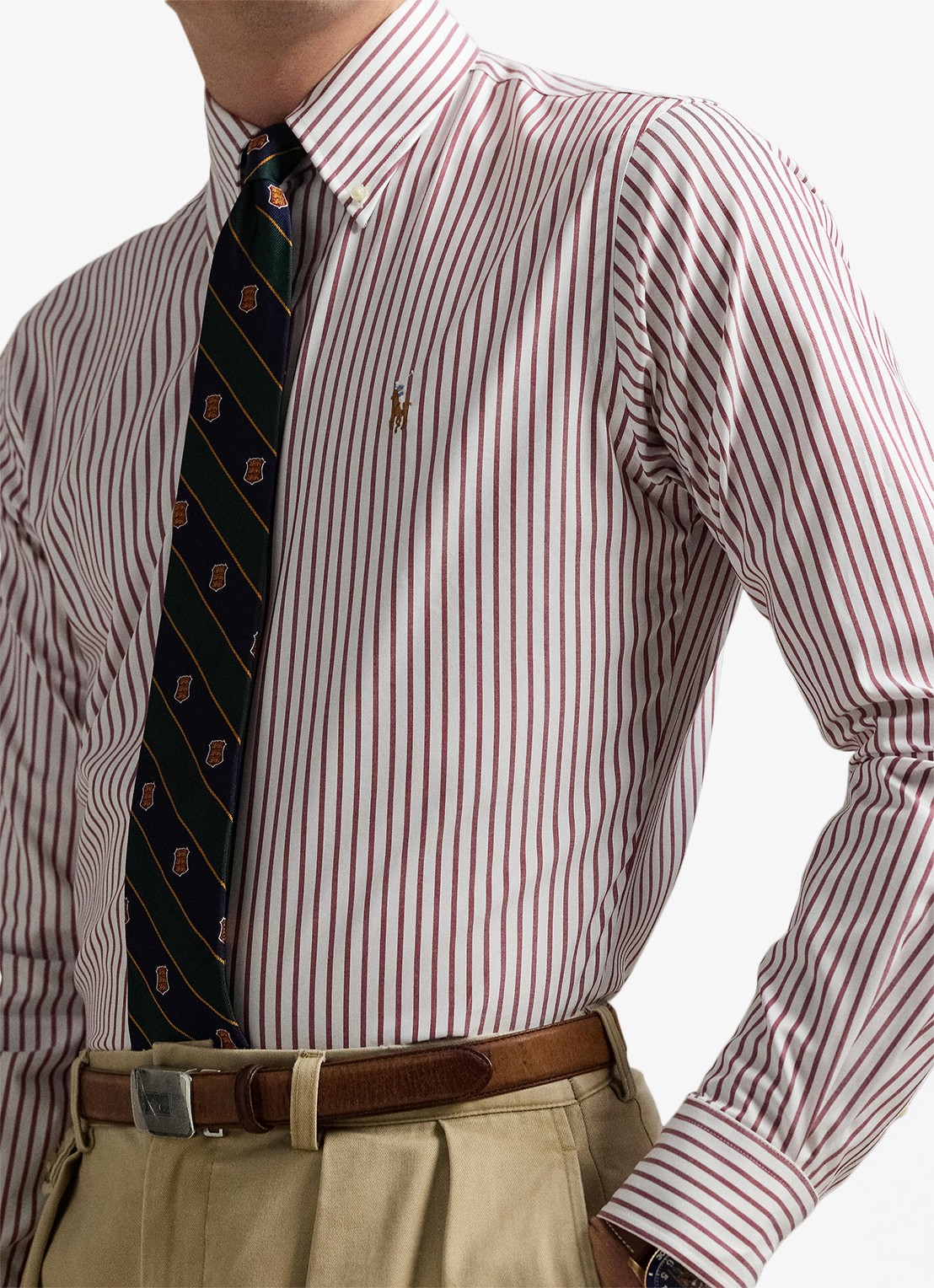 Ralph Lauren Custom fit overhemd met streepprint - detail 4 merlot/wine / wijnrood