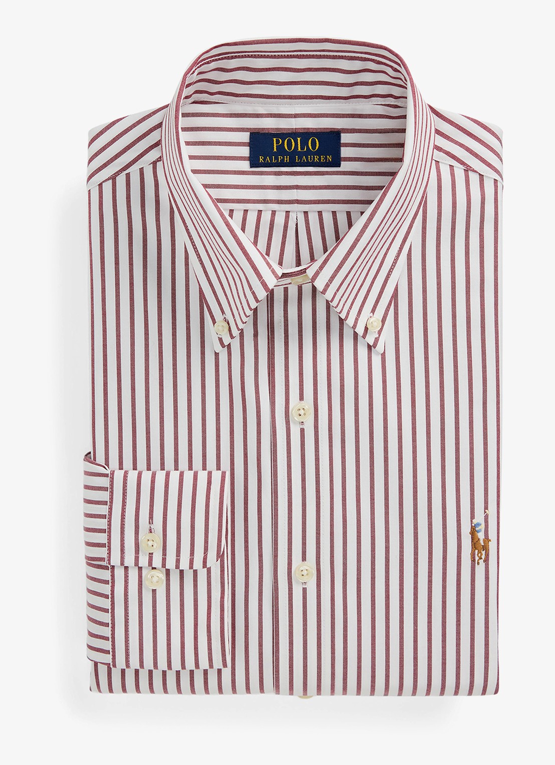 Ralph Lauren Custom fit overhemd met streepprint - voorkant merlot/wine / wijnrood