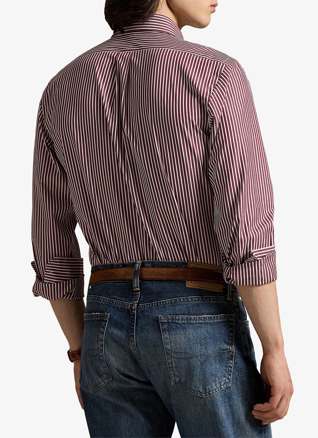 Ralph Lauren Custom fit overhemd met streepprint - achterkant classic wine white / wijnrood