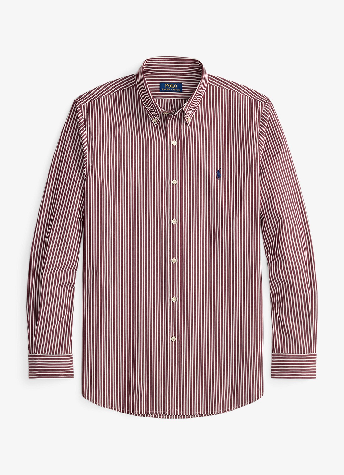 Ralph Lauren Custom fit overhemd met streepprint - voorkant 2 classic wine white / wijnrood