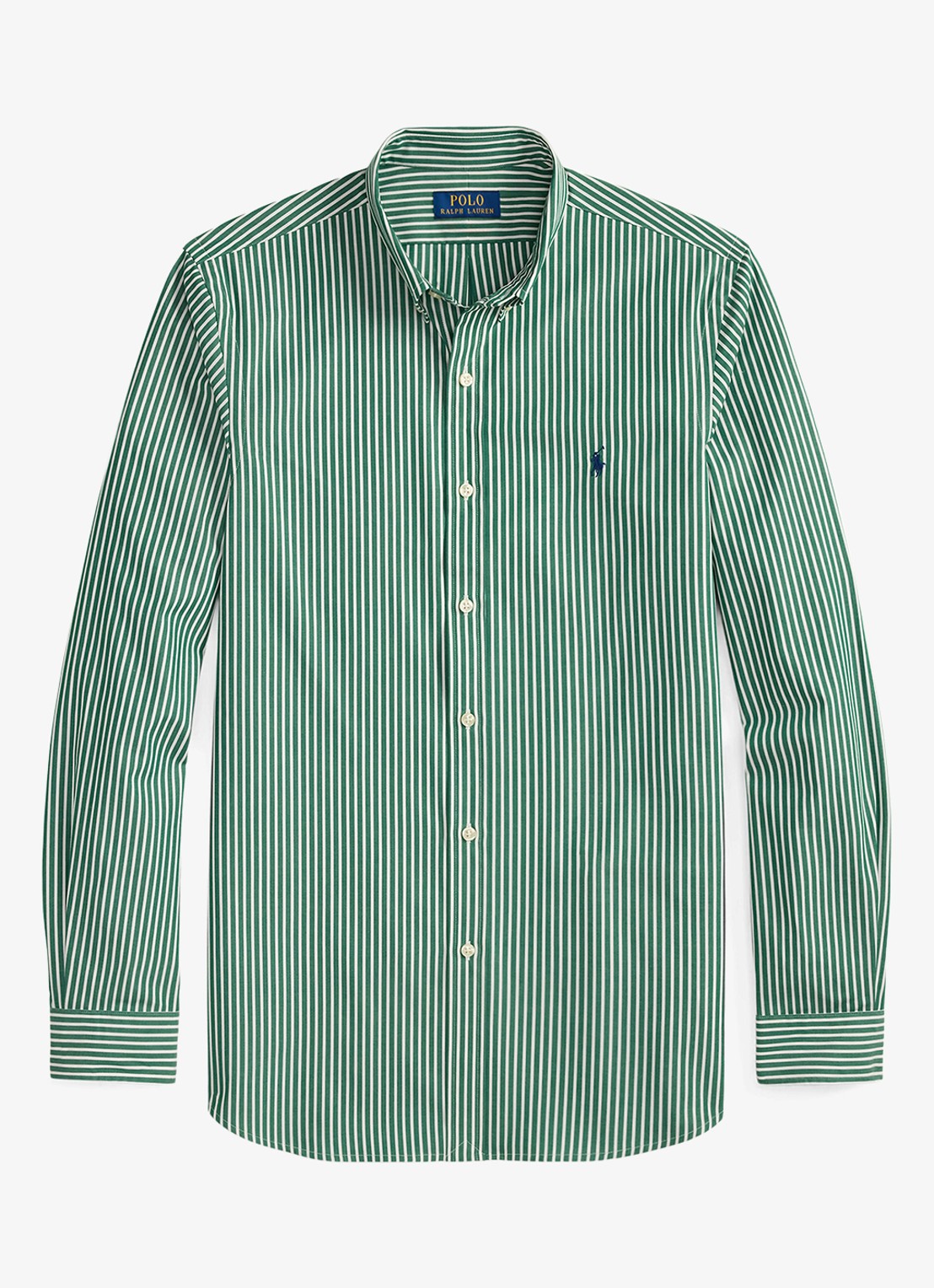 Ralph Lauren Custom fit overhemd met streepprint - voorkant 4 new forest white / groen