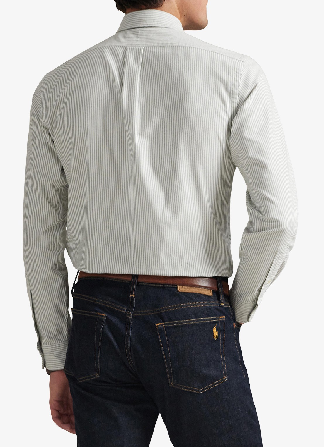 Ralph Lauren Custom fit overhemd met streepprint - achterkant 3 shamrock white / wit
