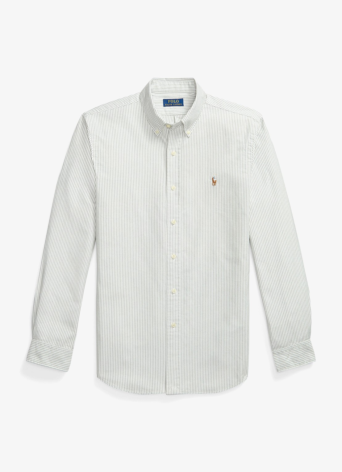 Ralph Lauren Custom fit overhemd met streepprint - voorkant 4 shamrock white / wit