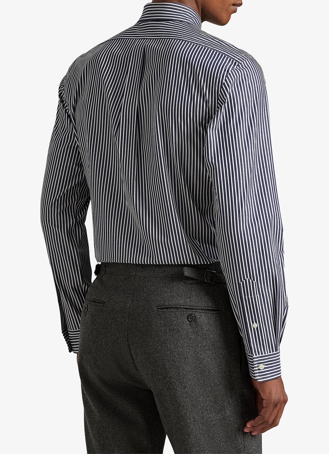 Ralph Lauren Custom fit overhemd met streepprint - achterkant newport navy white / donkerblauw