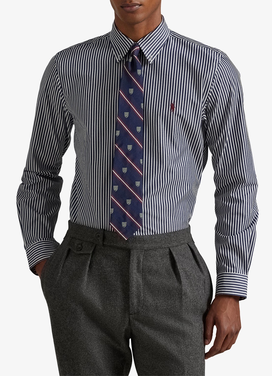 Ralph Lauren Custom fit overhemd met streepprint - detail 4 newport navy white / donkerblauw