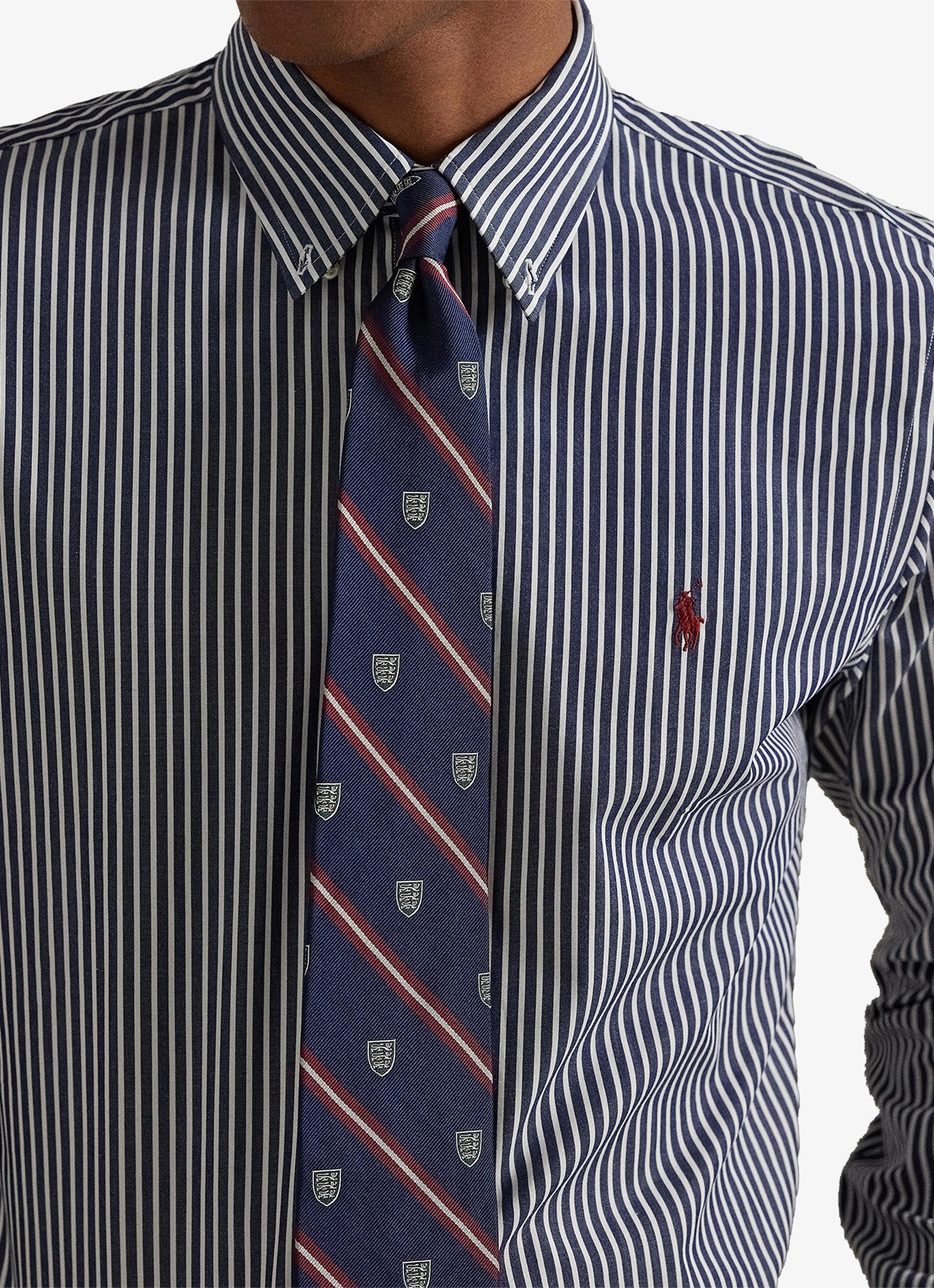 Ralph Lauren Custom fit overhemd met streepprint - detail 5 newport navy white / donkerblauw