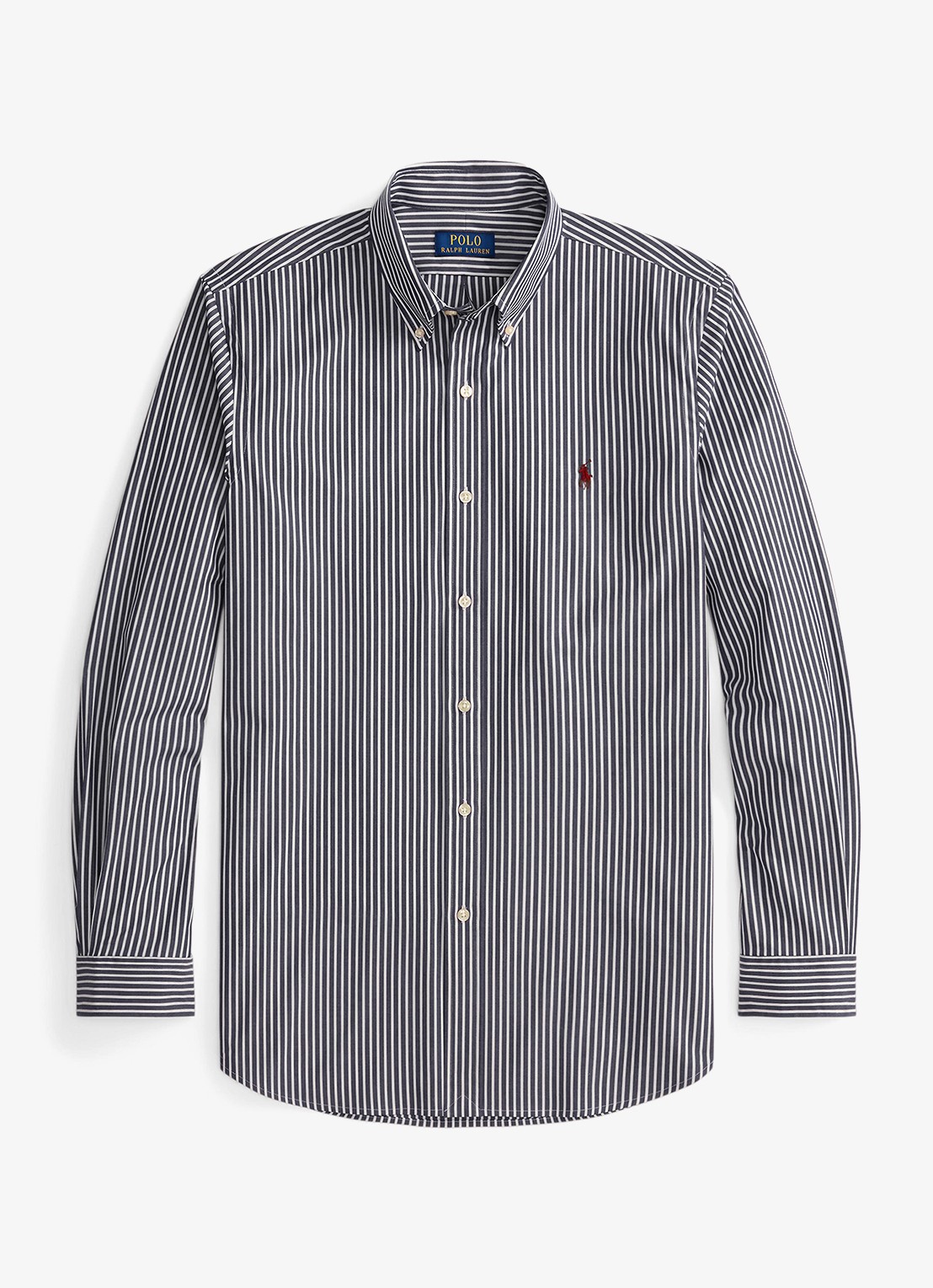 Ralph Lauren Custom fit overhemd met streepprint - voorkant 2 newport navy white / donkerblauw