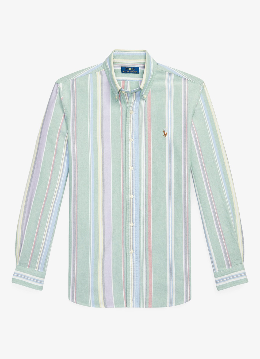 Ralph Lauren Custom fit overhemd met streepprint  - voorkant 2 lindegroen
