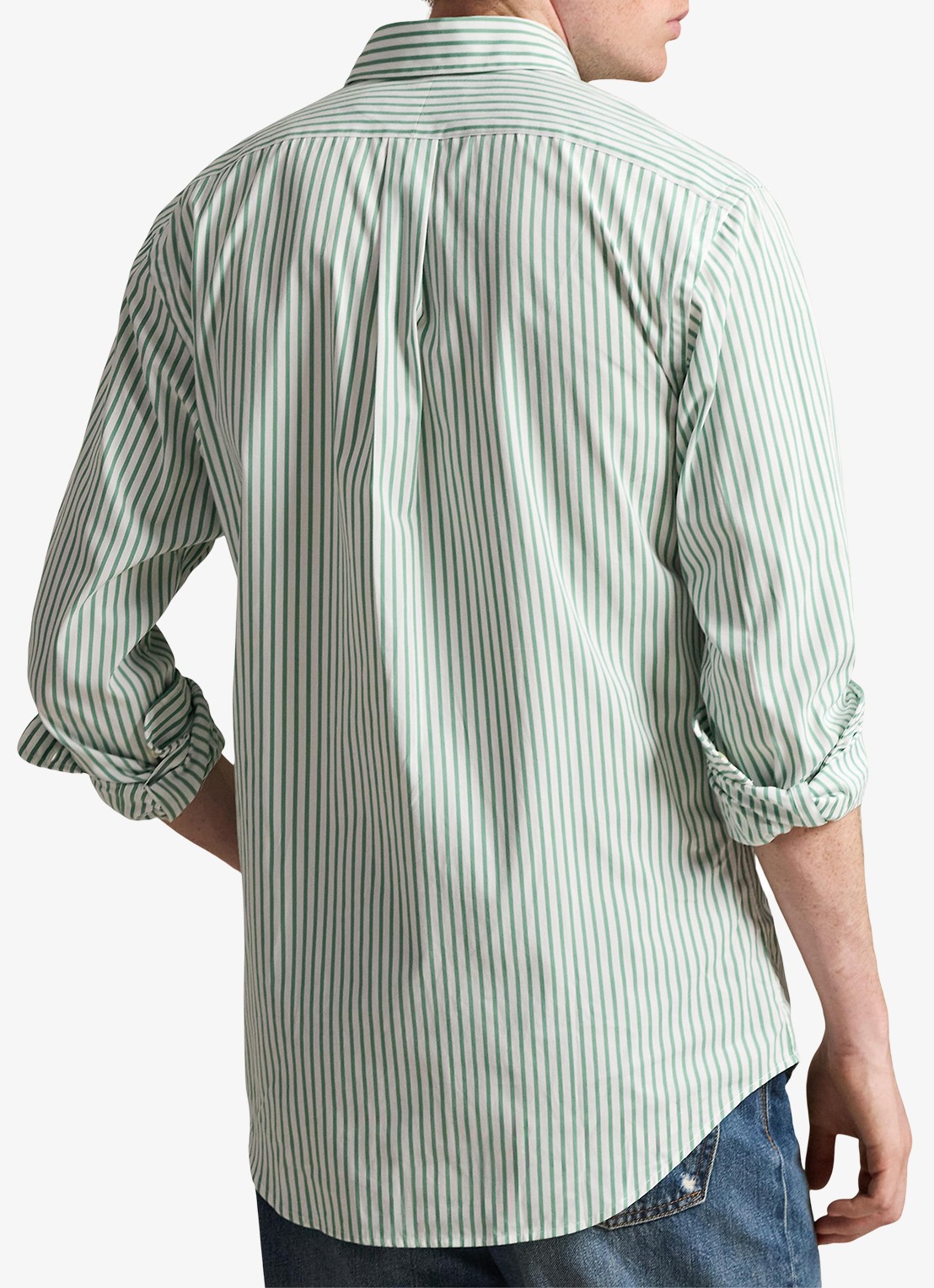 Ralph Lauren Custom fit overhemd met streepprint - achterkant 5 white seafoam / lichtgroen