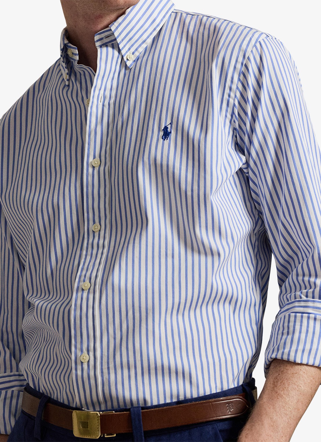 Ralph Lauren Custom fit overhemd met streepprint - detail 5 white blue / lichtblauw
