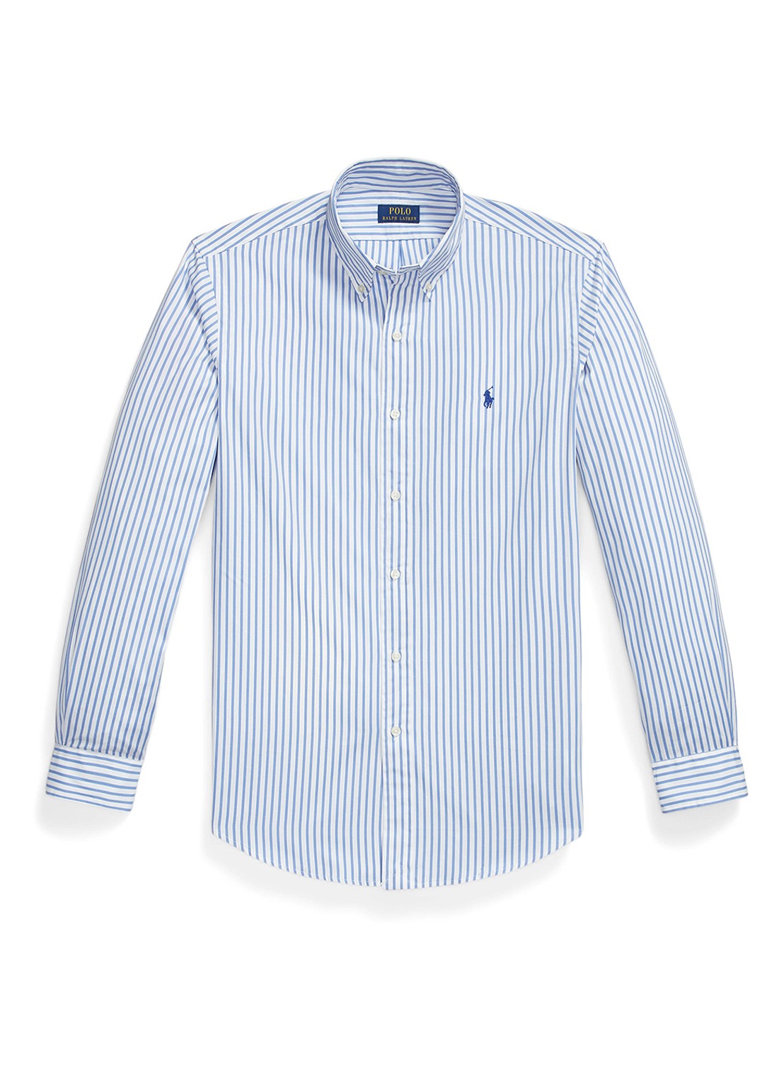 Ralph Lauren Custom fit overhemd met streepprint - voorkant 2 white blue / lichtblauw