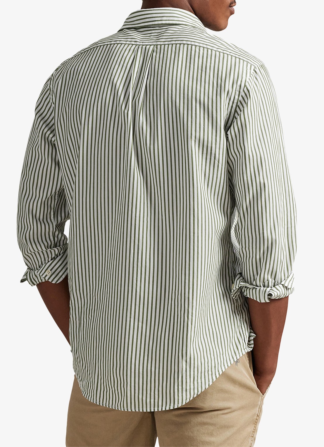 Ralph Lauren Custom fit overhemd met streepprint - achterkant 5 white garden trail / groen