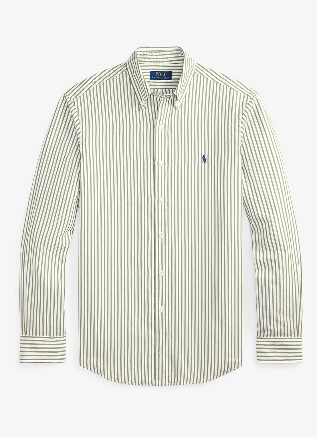 Ralph Lauren Custom fit overhemd met streepprint - voorkant white garden trail / groen