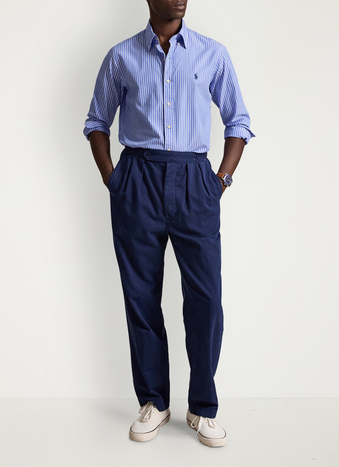 Ralph Lauren Custom fit overhemd met streepprint - detail 4 med blue white / blauw